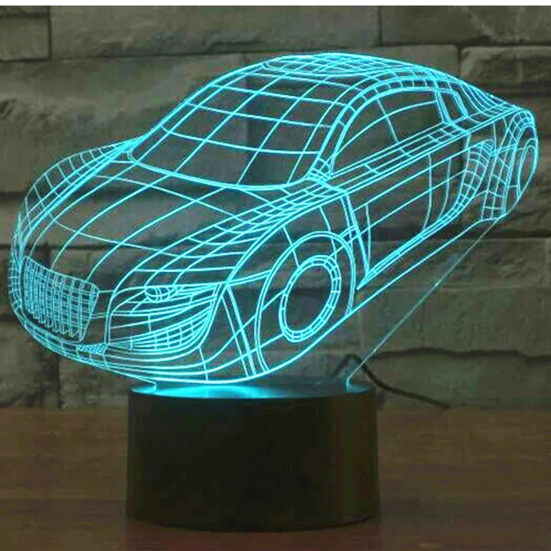 3D светодиодный ночсветильник динамический автомобиль с 7 цветсветильник для