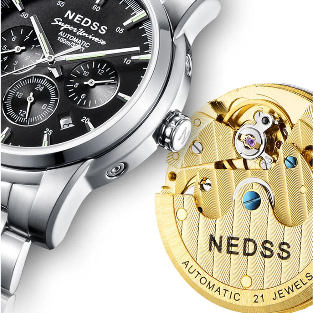 Роскошный топ Для мужчин автоматические механические часы тритий светильник