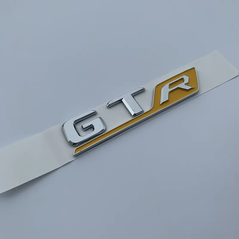 chrome GTR Длинные буквы R S Эмблема для Mercedes Benz AMG GTR C63S E63S GLC63S GLE63S Эмблема для стайлинга автомобилей Наклейка на багажник черный красный серебристый - Цвет: chrome GTR