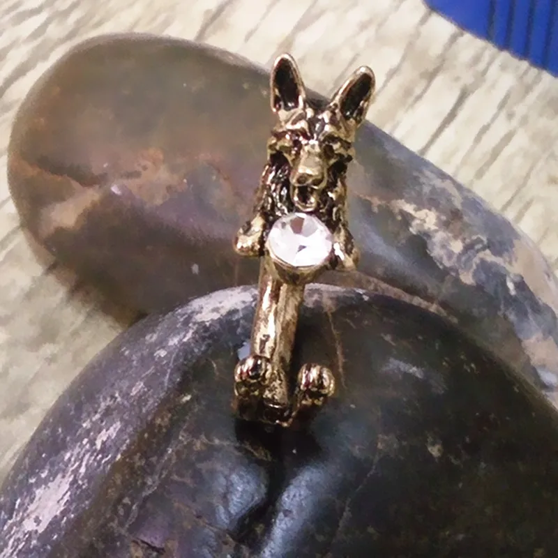 Анель Винтаж Ретро кольцо пастуха Бесплатная Размеры хиппи животных Собака