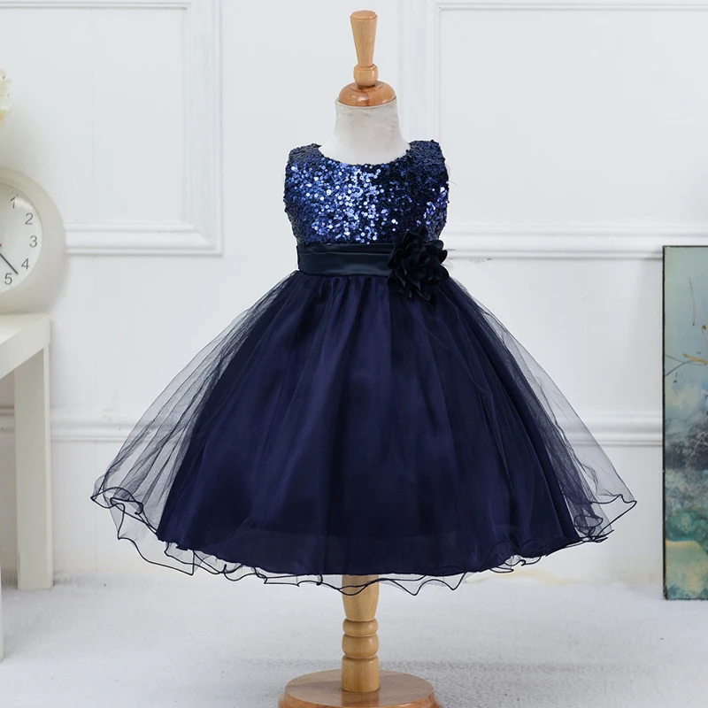 

U-SWEAR 2020 New Arrival Kid Flower Girl Dresses O-neck Sleeveless Sequined Beaded Flower Chiffon Ball Gown Communion Dresses