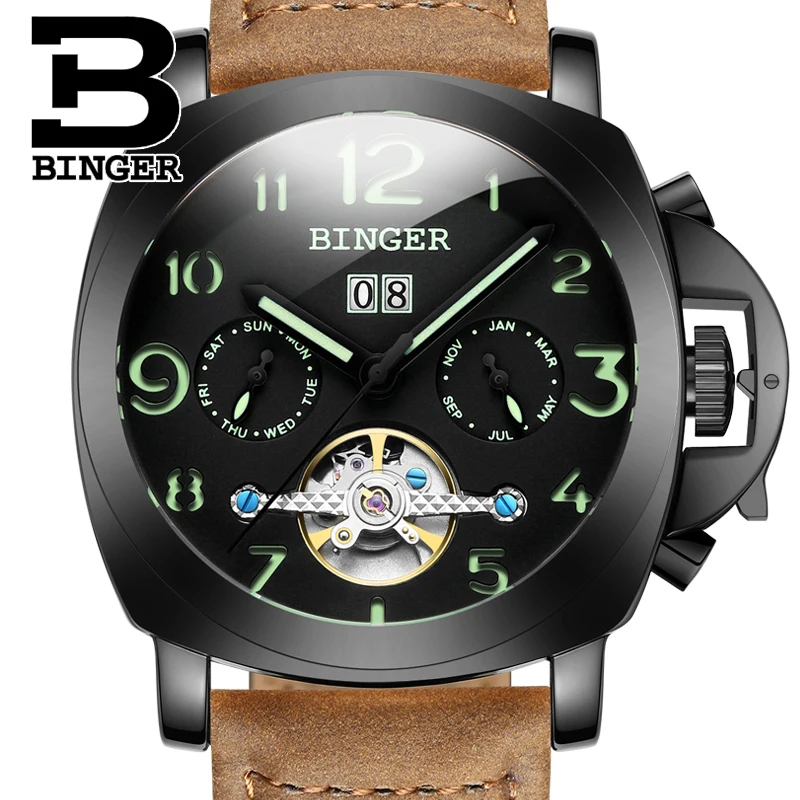 Часы-Хронограф Мужские механические брендовые автоматические светящиеся