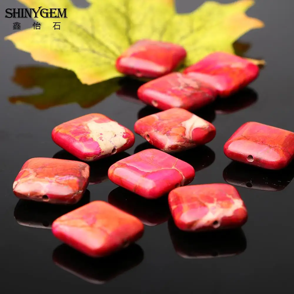 

ShinyGem 18mm Red Jaspers Beads Smooth Square Rose Red Sea Sediment Jaspers Natural Stone Beads For DIY Jewelry Making 20pcs/Lot