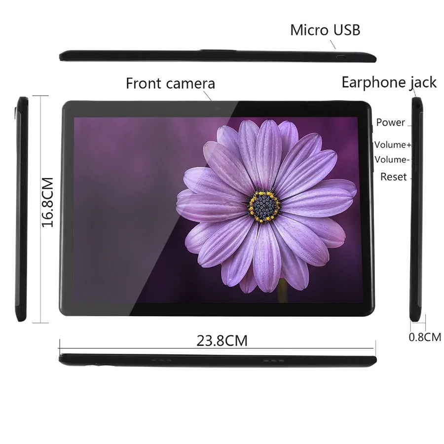 Aiboully 2018 Android 7 планшет 10 1 дюйма Octa Core 4 ГБ Оперативная память 2.5D Экран 1920*1200