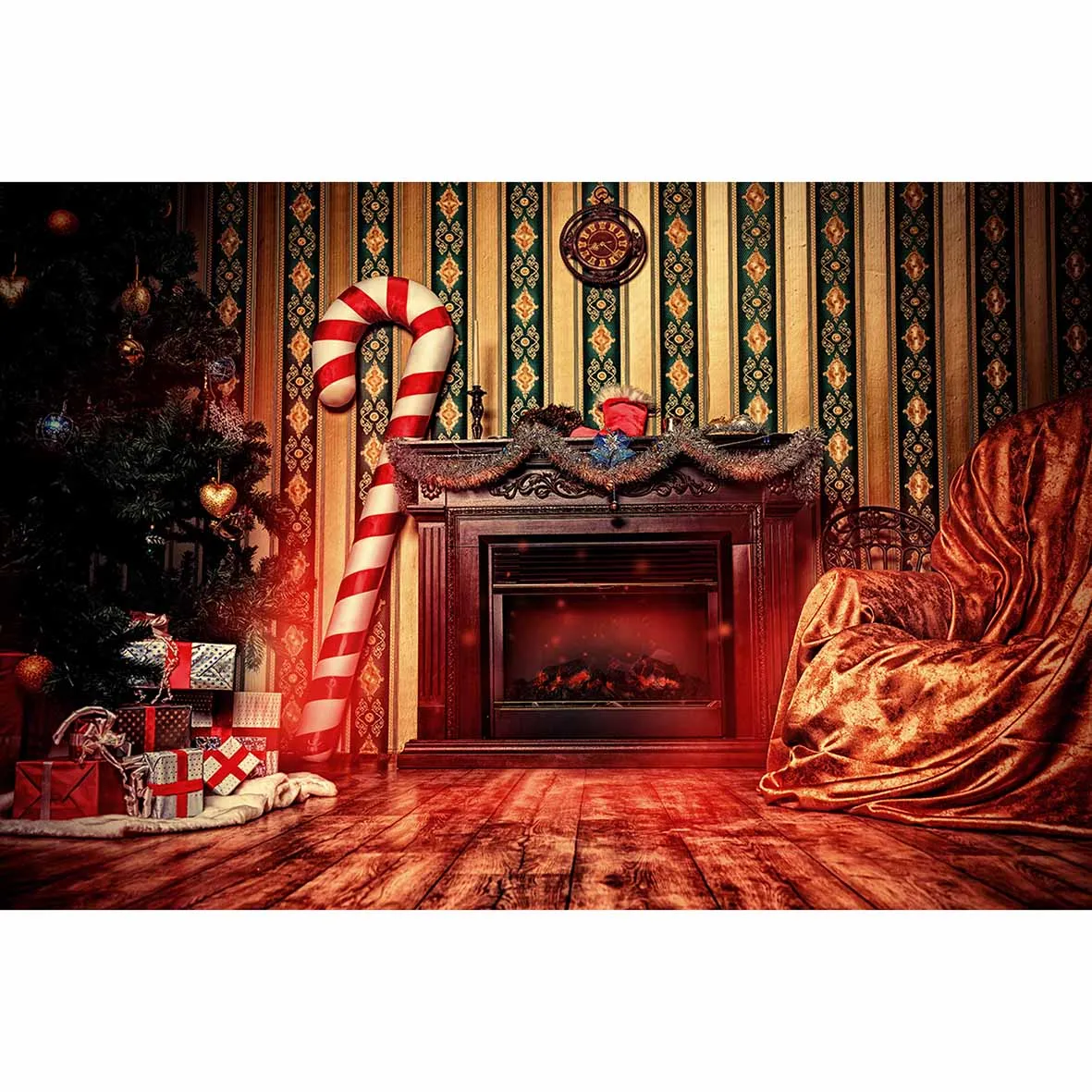 Allenjoy фон для фотосъемки с изображением камина рождественской елки конфетного