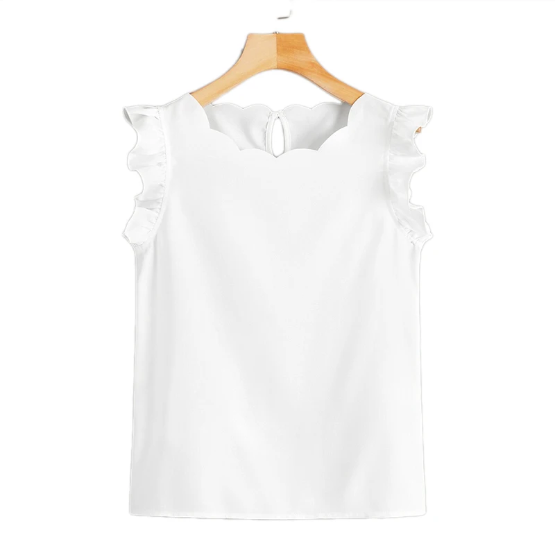 Dotfashion, Женские топы и блузки с замочной скважиной на спине, с рюшами и проймой, с фигурной отделкой,, летняя Милая модная блузка с рукавом-бабочкой