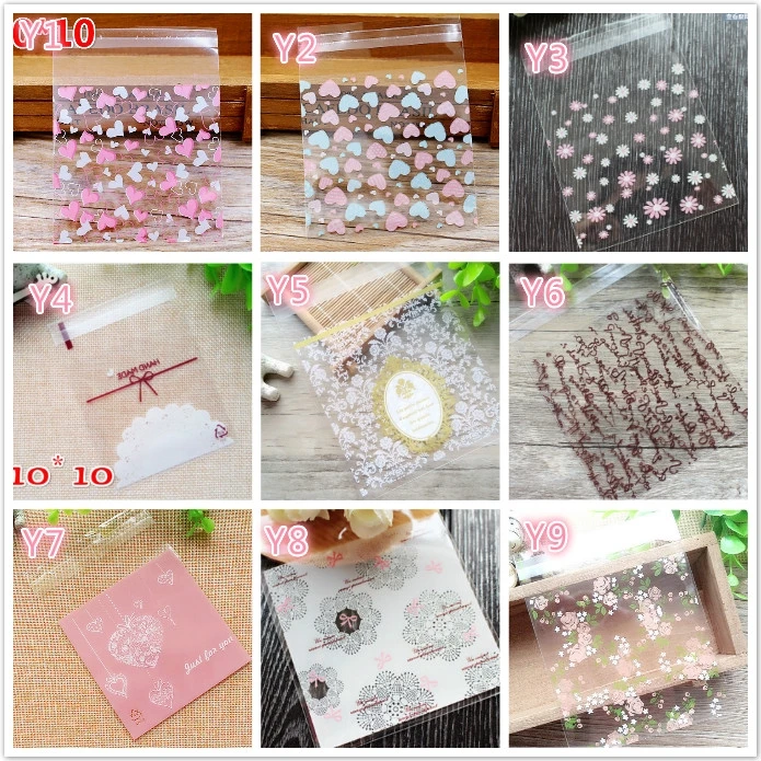 100 ⑤ упак. 10x10 см + 3 Бант Цветок сердце конфеты закуска мешок печенья упаковка День