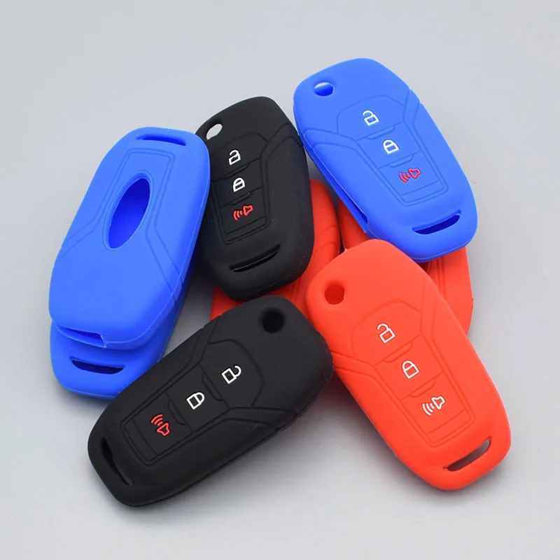 

10 units Silicone Car Key Case For Ford F-150 F-250 F-350 Explorer Ranger Fiesta Mondeo Cover Keyless Remote Fob Shell protect