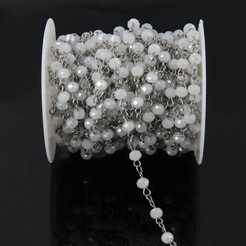 5 м/лот белая стеклянная Цепочка Из Бисера AB радужная титанового стекла и