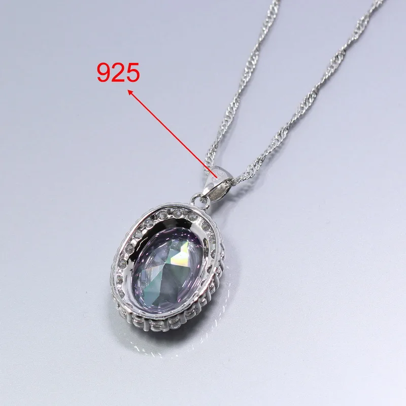 Женский комплект ювелирных изделий с мистическим радужным цирконием