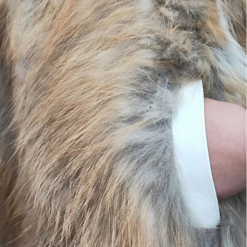 Luxurious Women Natural Golden Color Real Fox Fur Coat  Standing collar Soft Warm Long Real Fur Coat  Women Fur Jacket