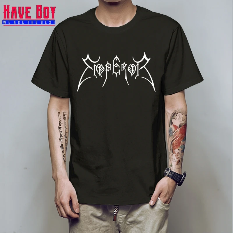 black white Мужские футболки с надписью HAVE BOY Emperor, Модная хлопковая футболка с черным металлом, Мужская футболка с коротким рукавом в стиле Rock Samoth, топ HB383 - Цвет: black white