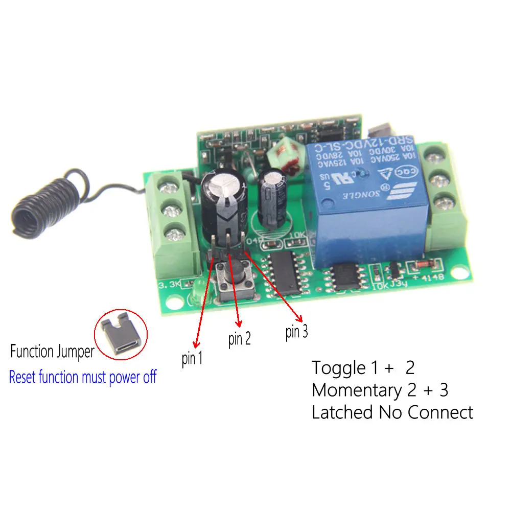 DC 9V 12V 24V 1 CH 1CH RF беспроводной ресивер системы переключения двигателя 315/433 MHz|control