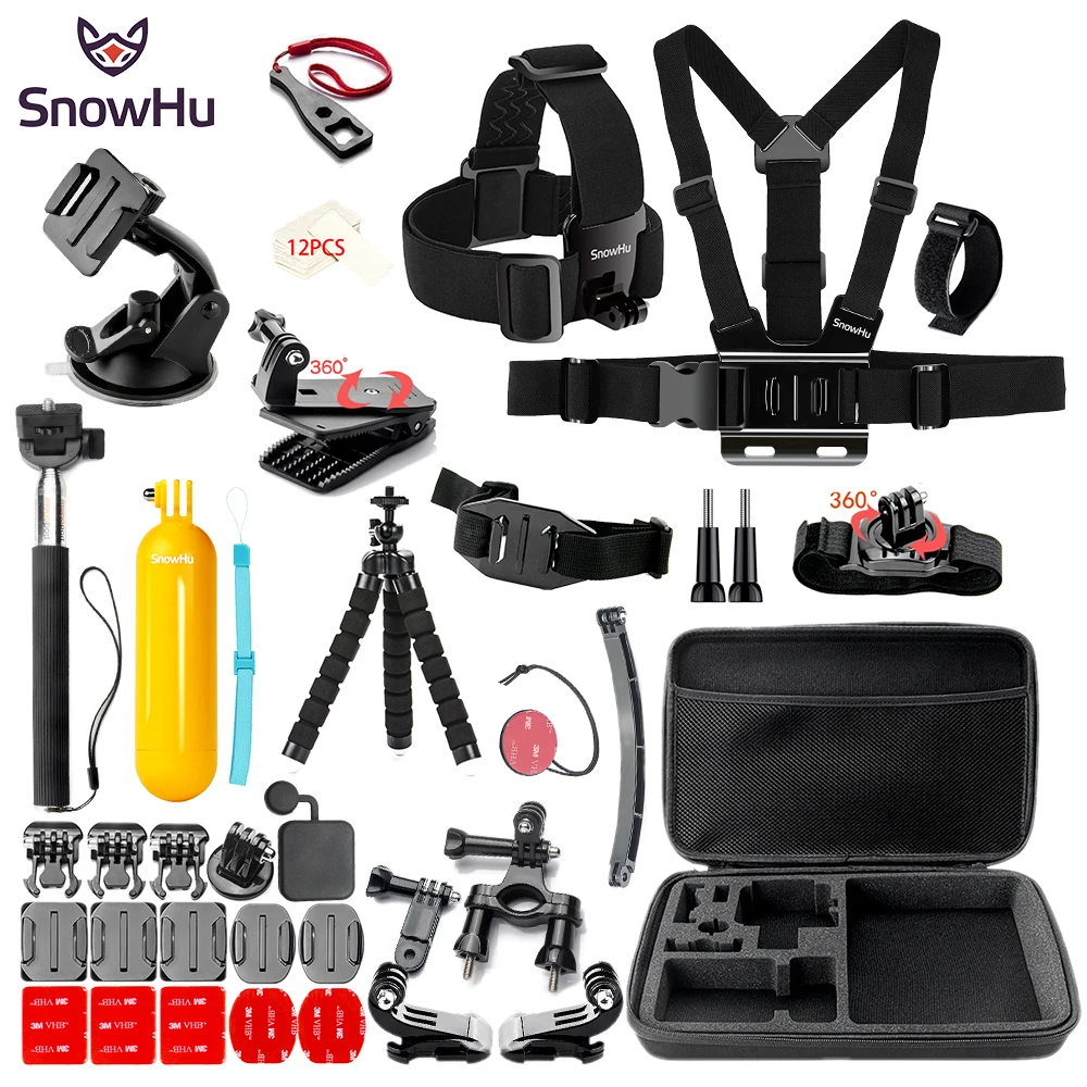 Комплект аксессуаров SnowHu для спортивной камеры SJCAM SJ4000 go pro hero 9 8 7 6 5 крепление yi eken