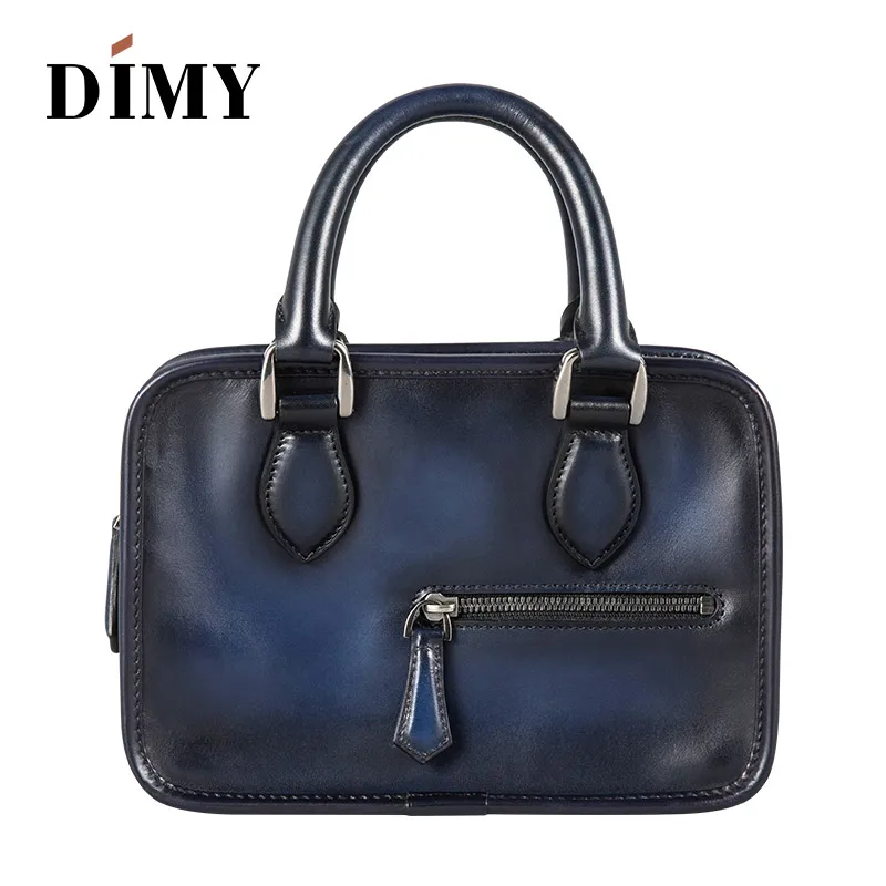 DIMY новейший итальянский женский портфель из телячьей кожи, сумки, сумки через плечо, маленькая квадратная простая сумка-мессенджер - Цвет: Синий