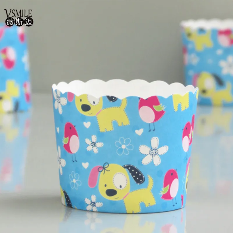 100 шт. Милая Желтая Собака птица Цветы кролики утка Кекс вкладыши бумага чашка для