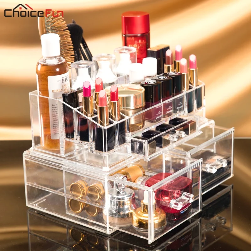Большой пластиковый органайзер для косметики CHOICE FUN прозрачный акриловый