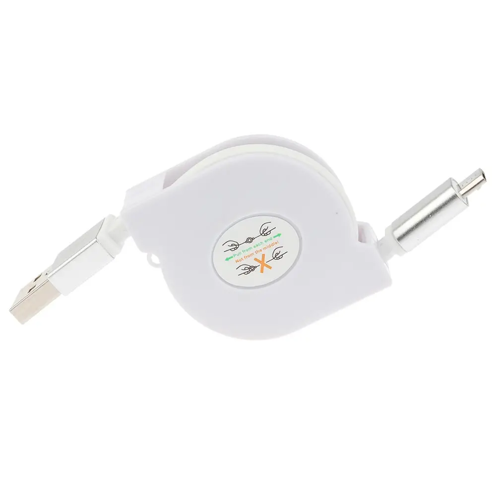Белый 1 метр Выдвижной Micro USB кабель для синхронизации данных и зарядки для samsung S4 Android для других телефонов Android - Цвет: Белый