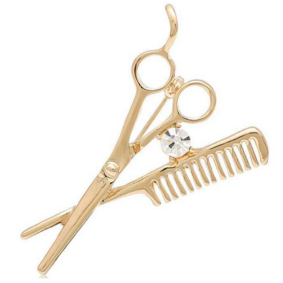 Charming Crystal Comb Scissors Brooches Broches Bijoux Pins Up Accessories Fashion Women Jewelry for Party Wedding Gift XZ244 | Украшения и