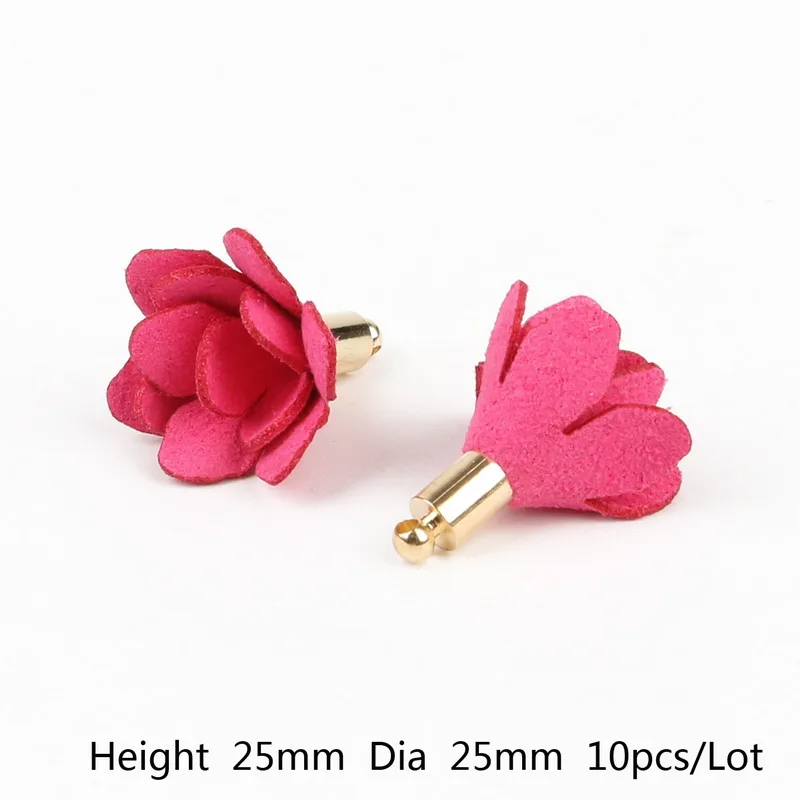 Fuchsia 10pcs Высокое качество 25 мм sunfund Import& Export с цветами и бахромой Серебряный Медь подвесной колокольчик Tassel Pendant набор «сделай сам» для брелоки/телефон/серьги решений - Цвет: Fuchsia 10pcs