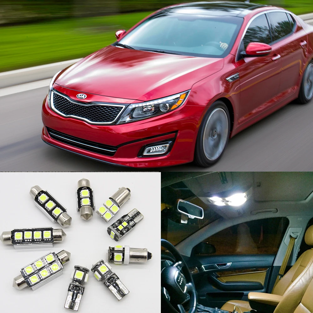Набор белых автомобильных ламп 11 шт. комплект светодиодных для салона Kia Optima 2011 2015