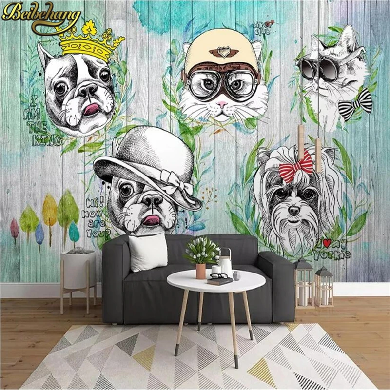 Beibehang пользовательские фото 3D Настенные обои животное кошка собака мультфильм детская комната фон 3D живопись обои домашний декор