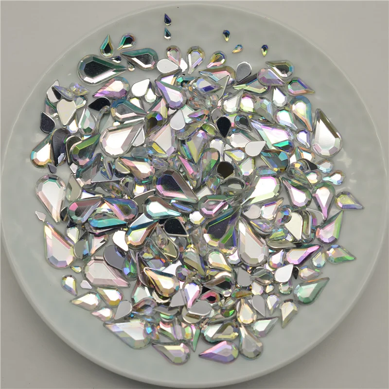 

Стразы акриловые, каплевидные, для скрапбукинга, украшения одежды, без отверстий, 200 шт.