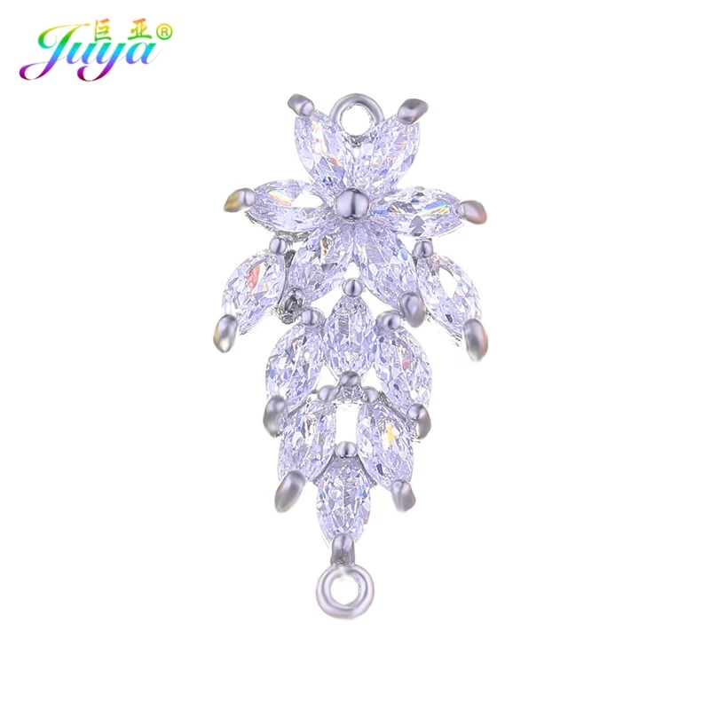 Wholesale Jewelry Supplies Cz Rhinestones Gold/Rose Gold Floating Copper Leaf Connector Charm Accessories For DIY Making | Украшения и
