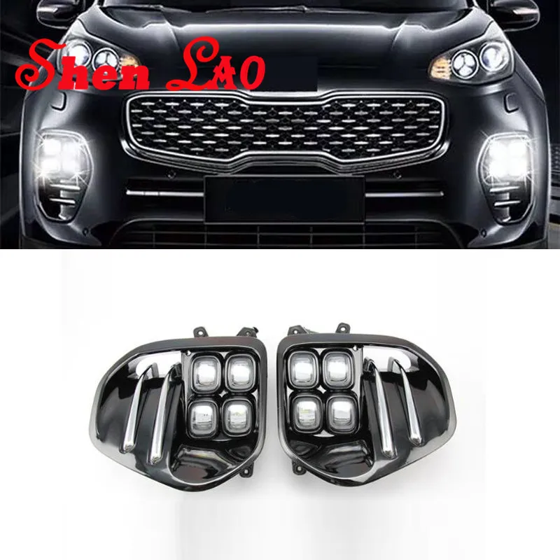 ShenLao светодио дный Туман свет лампы дневного ходовые огни для KIA Sportage kx5 2016 2017 Авто