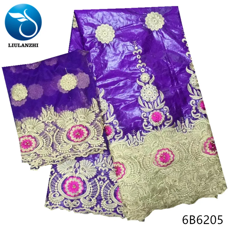 LIULANZHI bazin brode getzner african riche fabric blue cotton with 2yards tulle net lace 7yards/lot for party dress 6B62 | Дом и сад