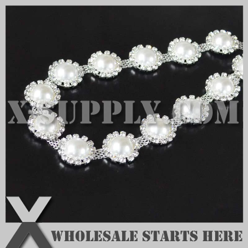 Круглая цепочка Стразы с жемчугом 21 мм для украшения ювелирных изделий жемчужные