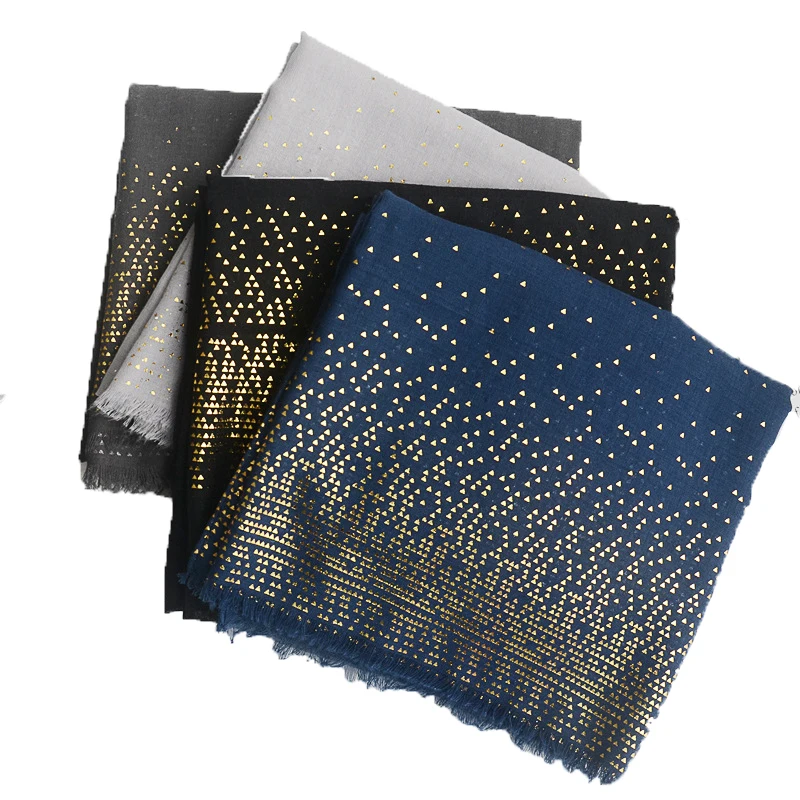 Женские Геометрические шарфы с тройником гладкий Золотой блестящий шарф простой