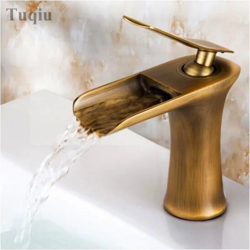 

Basin Sink Faucets Bathroom Mixer Tap Hot & Cold Water Deck Mounted White/Chrome/Antique Waterfall Single Hole Single Handle
