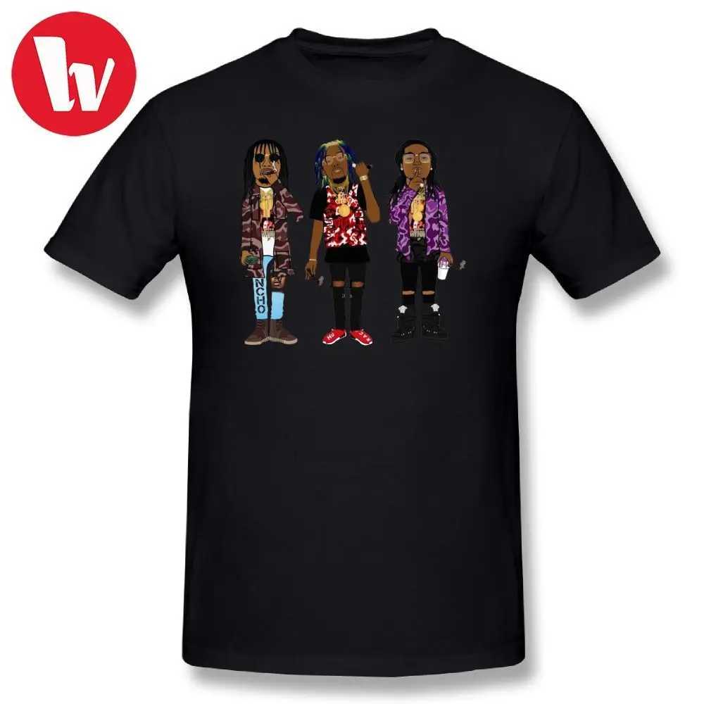 Migos Футболка мужская забавная с принтом летняя футболка коротким рукавом
