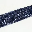Натуральные подлинные синие сапфировые круглые бусины россыпью, граненые маленькие бусины с синим драгоценным камнем 2 мм 3 мм 4 мм