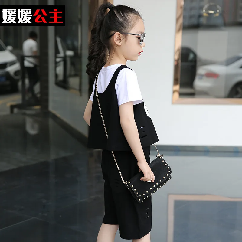 Children's Clothes Girls Summer 2017 New Leisure Three-piece Suit Children Big Boy Girl Short Sleeve Set | Детская одежда и