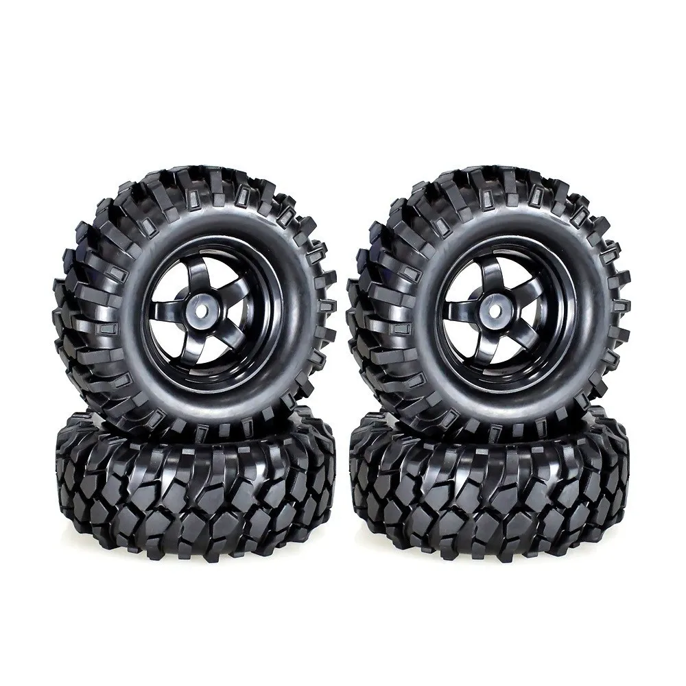 4pcs Tires 4 шт. 1," резиновые шины и колесные диски OD 96 мм для 1/10 RC комплект автомобильных принадлежностей для передней и задней оси SCX10 D90 F350 - Цвет: 4pcs Tires