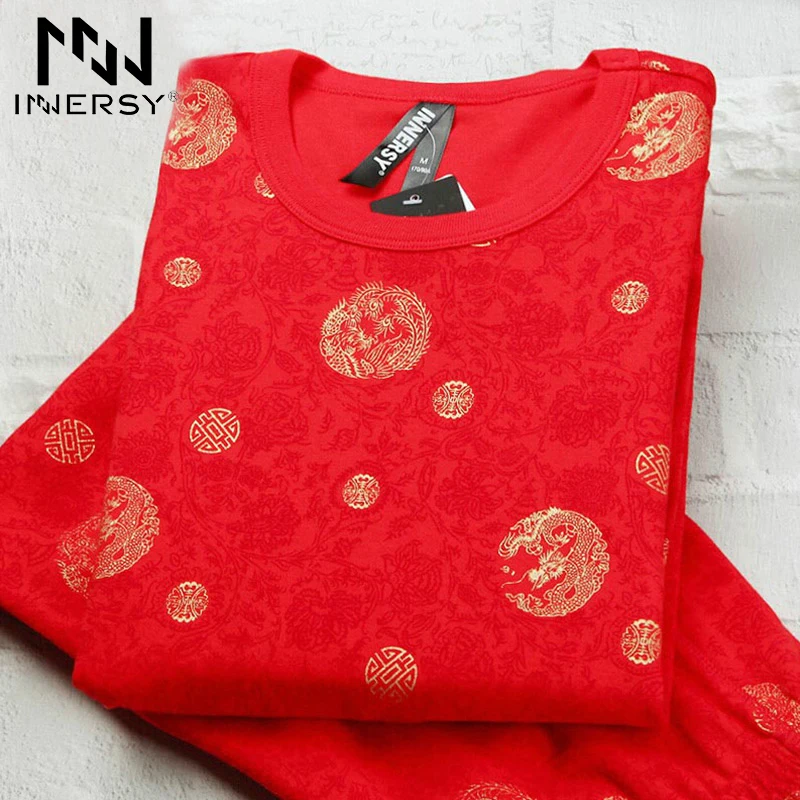 Innersy Нижнее Белье веселые Мужские Тонкий Термобелье Мужская Лонг Джонс Красный