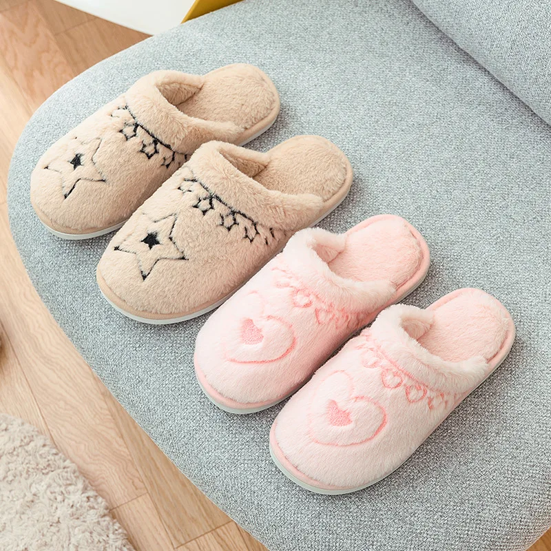 Cotton slippers anti-skid thick sole warm lovely rabbit-like plush cotton shoes indoors winter women men Plush Home Floor Shoes