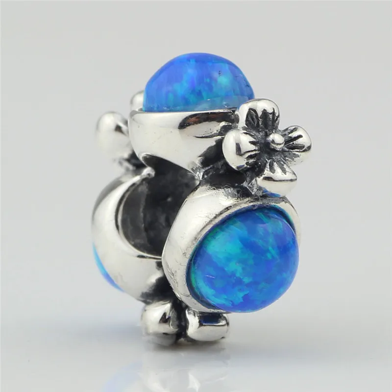 Genuine 925 Sterling Silver Blue Triangle Charm Beads Fit Original Brand Bracelet Jewelry Guava Vintage Bead for Making | Украшения и