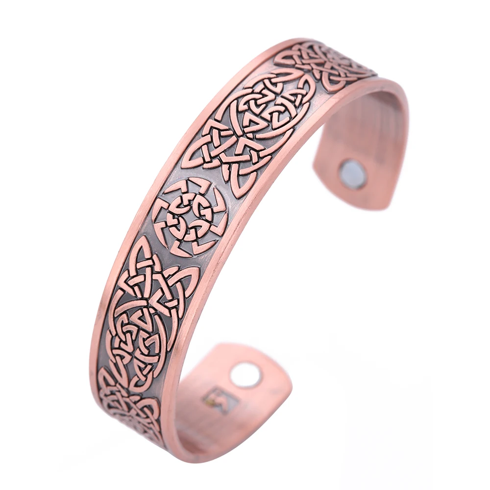 antique copper Skyrim Viking, магнитный браслет с солнцезащитными колесами, Мужской винтажный Браслет-манжета с серебряной окраской, Коловрат, раб, для здоровья, ювелирное изделие, подарок - Окраска металла: antique copper