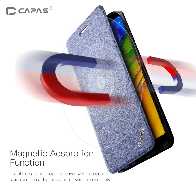 Чехол CAPAS Redmi Note 5 Pro умный чехол для сна/пробуждения откидной из искусственной