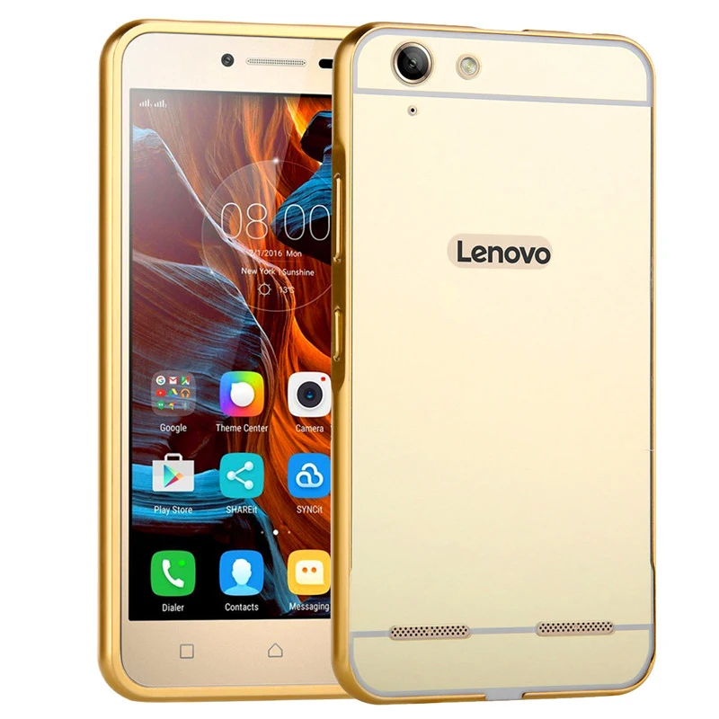 Чехол Lenovo Vibe K 5 K5 Plus с металлической рамкой и зеркальной задней крышкой жесткий