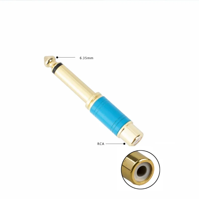 10 шт./лот медный 6 35 мм 1/4 &quotМужской моно штекер к RCA гнезду аудио адаптер