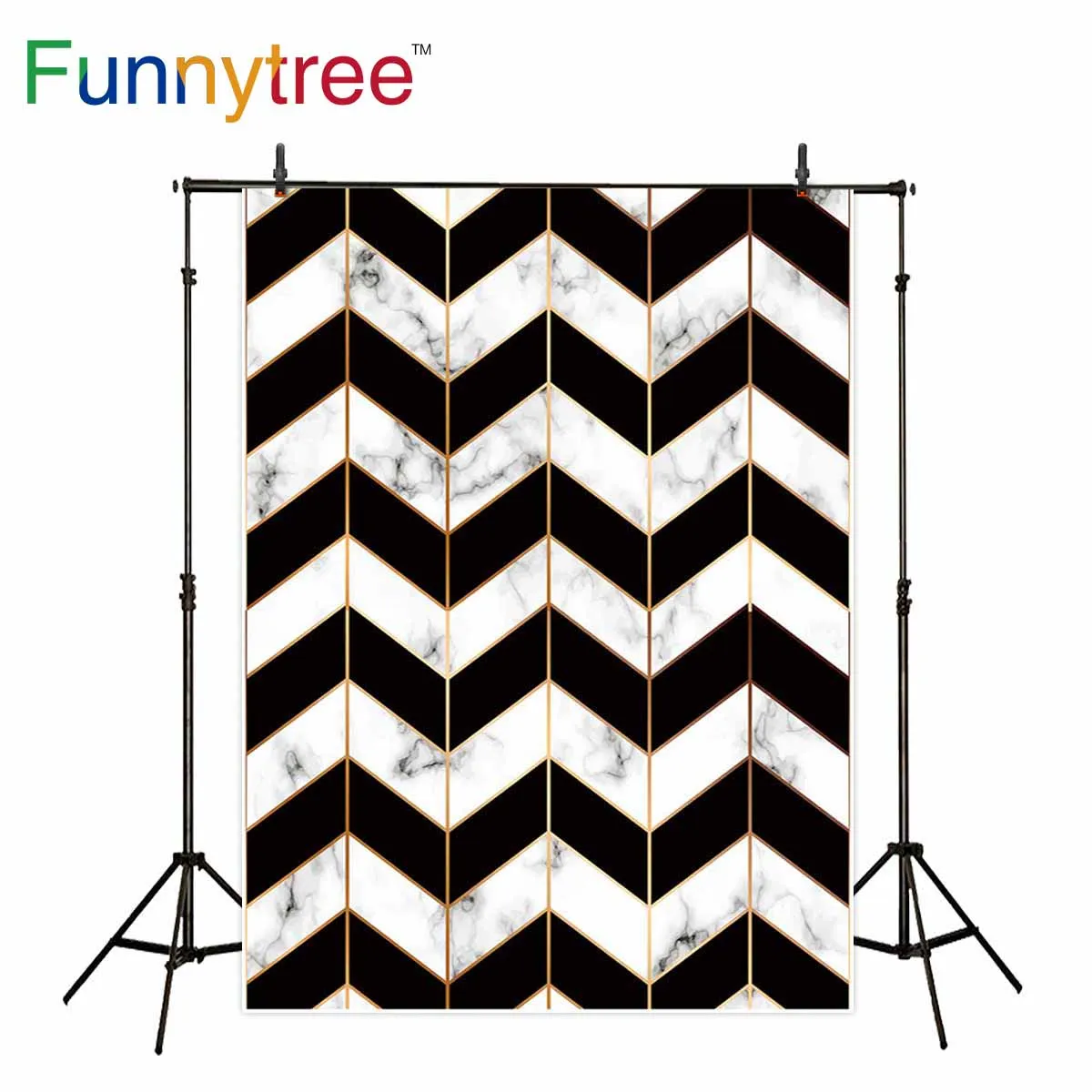 

Funnytree background photography white marble black Chevron abstract photocall photo backdrops photophones for the photo studio