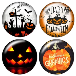 Счастливый Хэллоуин Тыква 10 шт Смешанные 12 мм16 мм18 мм25 мм круглые фото стекло кабошон demo плоский задний делая результаты ZB0431