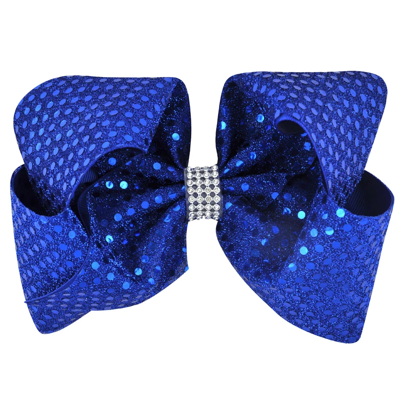1 шт. 8-дюймовая Стразы Блестки для волос Bow Grosgrain лента заколка Аллигатор зажимы