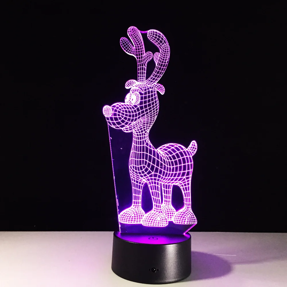 Deer Reindeer RGB LED Night Acrylic Light Christmas Decoration Lamp Projector Party 7 Colors Lights Kids Gift Drop Ship | Лампы и