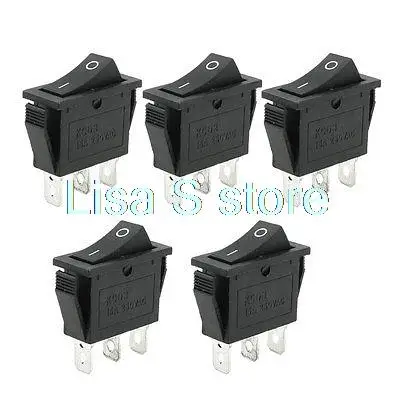 AC 250V 15A 2 Pin SPST черный прямоугольник вкл/выкл кулисный переключатель 5 шт |