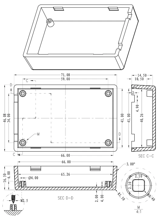 1 шт. пластиковый чехол szomk для электронного проекта 71*46*18 5 мм|box for|box for electronicboxes